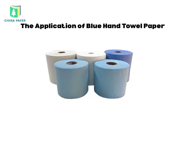 L'application du papier essuie-mains bleu